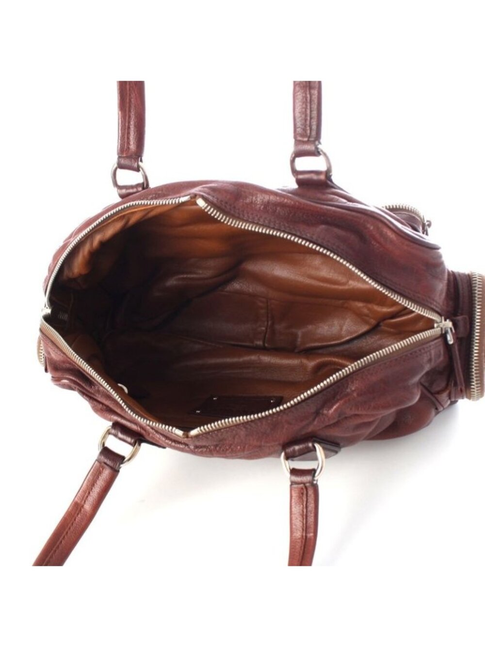 Prada Washed Leather Mini Boston Bag Brown - Picture 6 of 10
